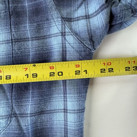 Faded Glory Mens Blue Lined Plaid Long Sleeve Cotton Flannel Shirt Size Medium - Picture 5 of 16